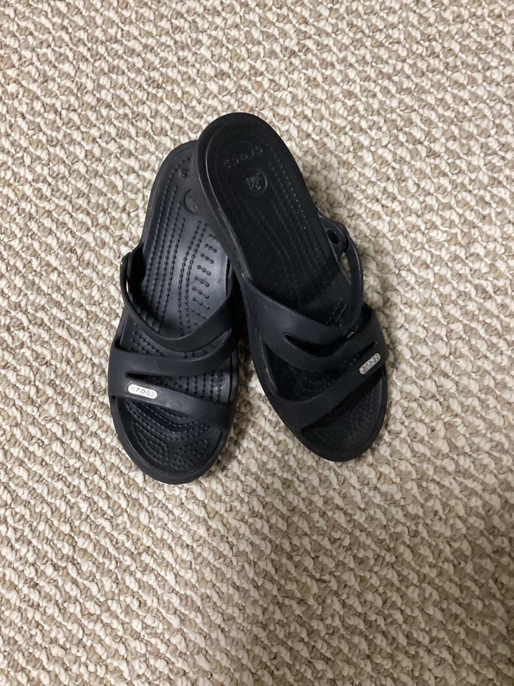 CROCS Black Double-Strap Comfort Slides